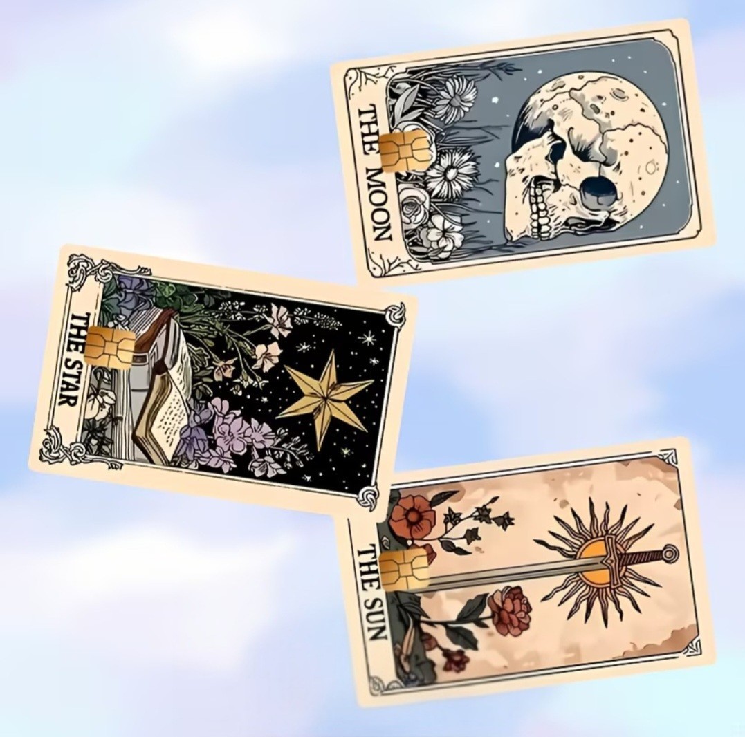 Set of 3 Moon Star Sun Tarot Card Credit Debit Card Sticker Skin Free Shipping