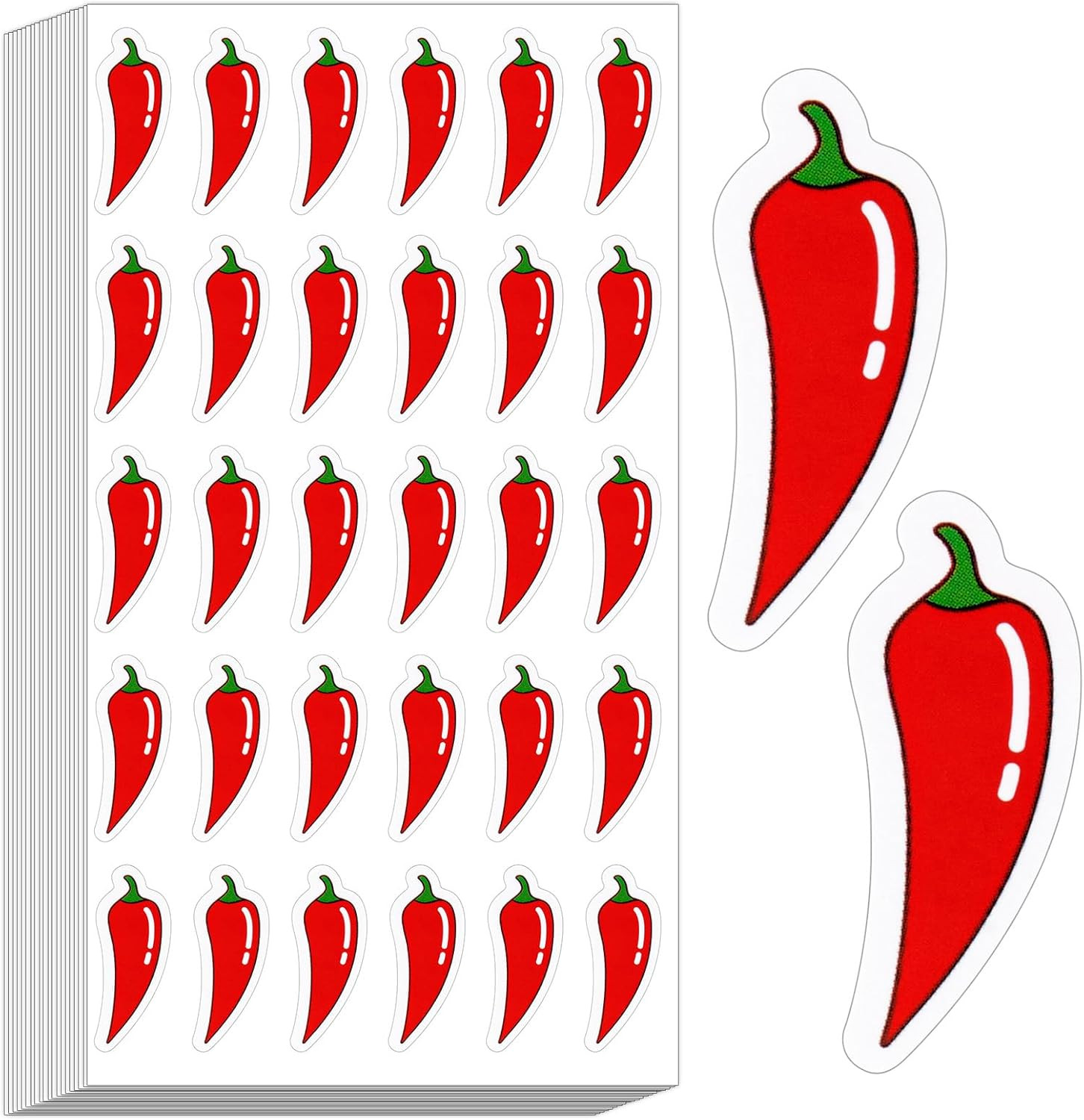 600Pcs Chili Stickers, Spicy Stickers for Kids Self Adhesive Peel and Stick, Red