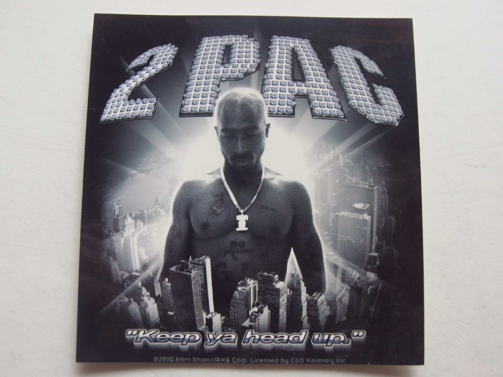 Tupac Shakur 2Pac Keep Ya Head Up Sticker C&D Visionary 2000 Licensed 4.25×4.5"