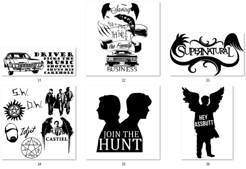 Supernatural Theme Decals 5"