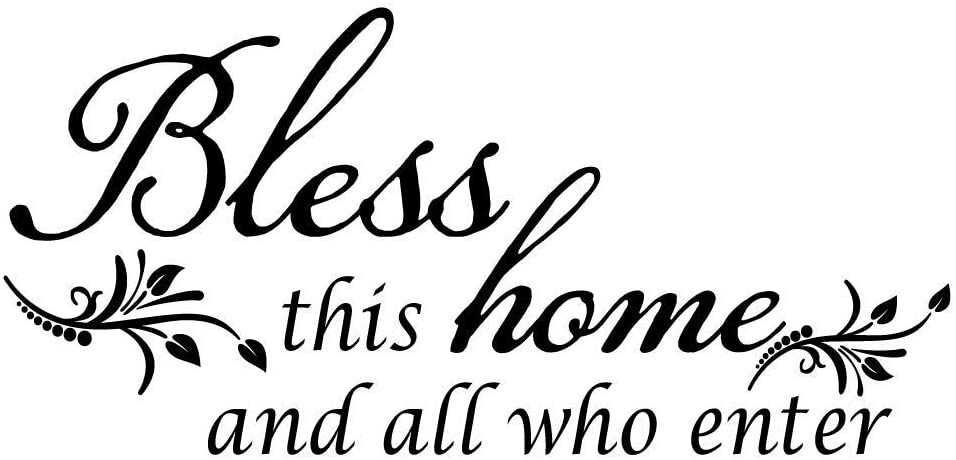 Bless This Home and All who Enter Vinyl Wall Decal Entryway Living Bible Verse