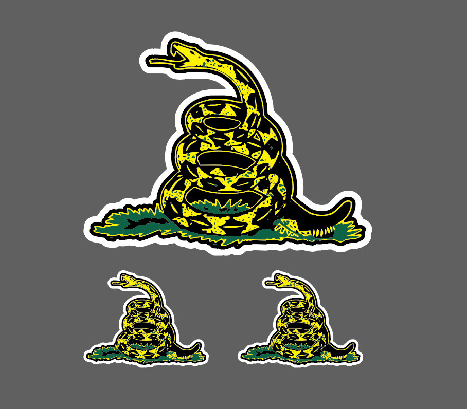 Black / Yellow Don't Tread On Me Gadsden Flag Sticker Decal Truck – 3 for 1