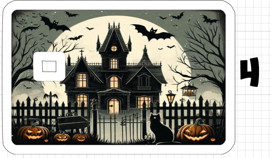 Halloween Credit Debit Card Skins Green Witch Black Pumpkin Haunted Skellington