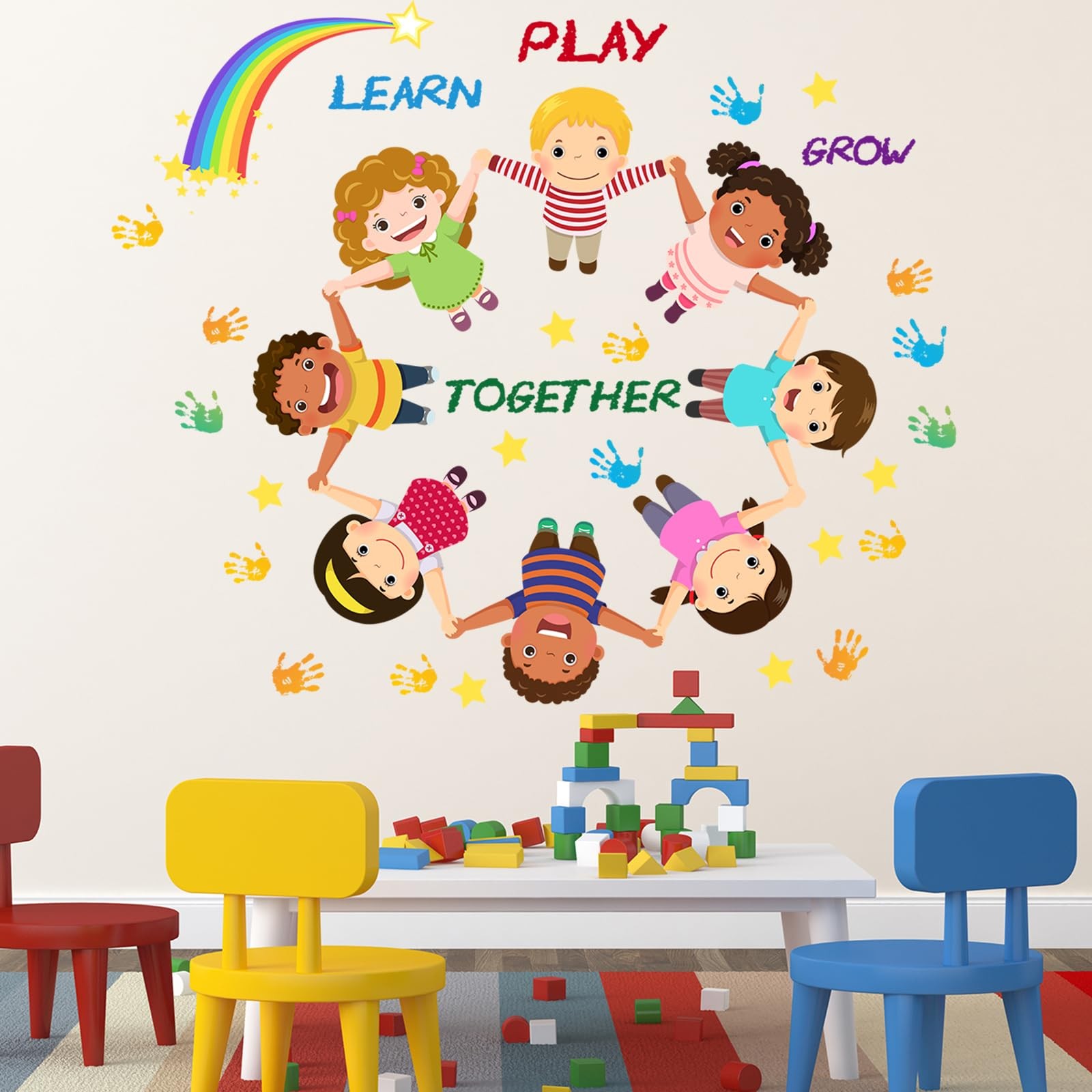 Peel and Stick Kids Wall Decals – Educational Rainbow & Diversity Stickers fo…