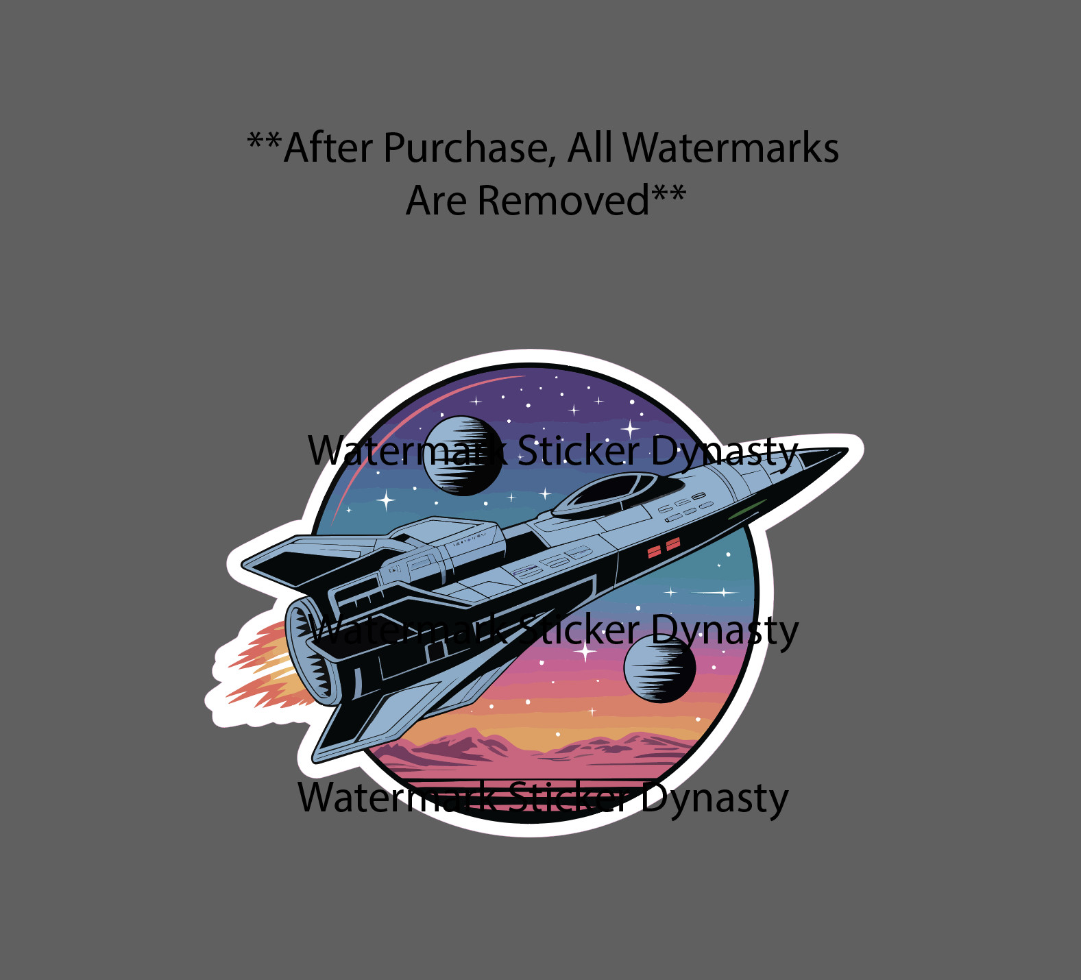 Spaceship Sticker Waterproof Decal Rocket Space Planet Stars Sci Fi Gift NEW