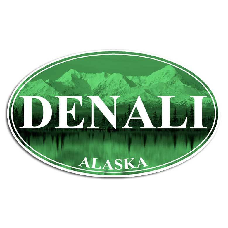 Denali National Park Sticker – Alaska Green Decal Wildlife Hiking Rafting
