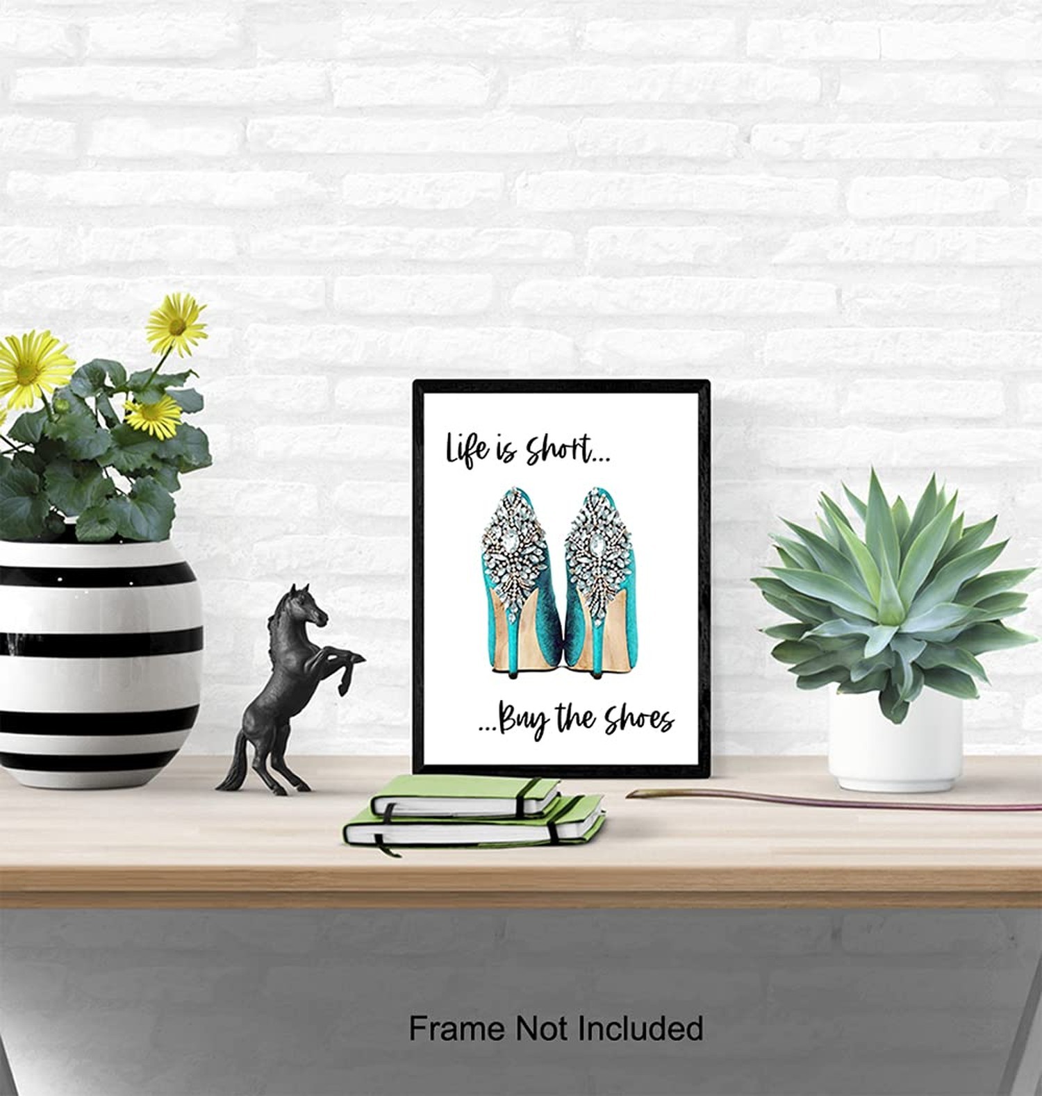 Life Is Short Buy The Shoes – Light Blue Designer Wall Decor – Glam Wall Deco…