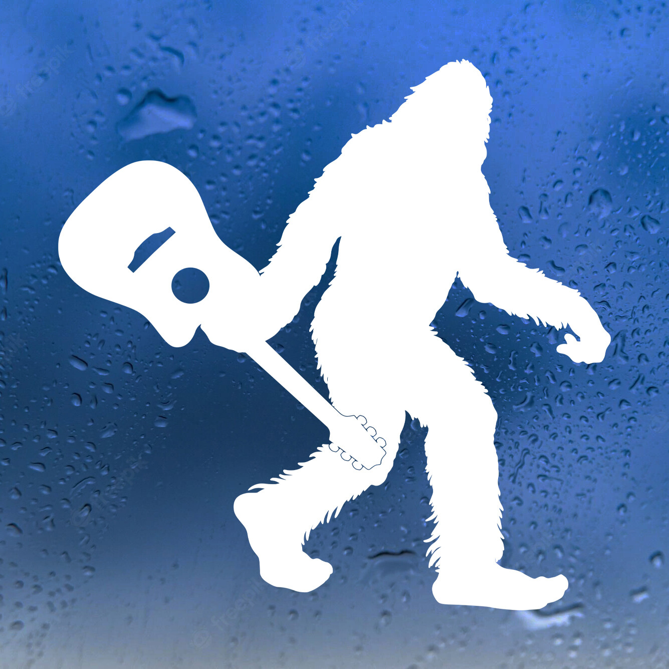 Bigfoot Carrying Guitar Vinyl Decal – Sasquatch Acoustic Bluegrass Sticker