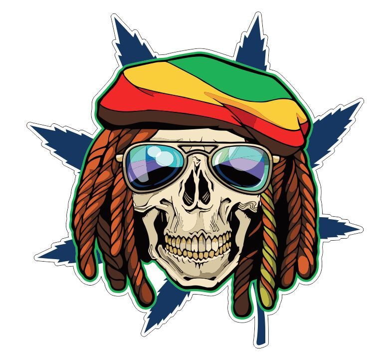 Weed Cannabis Marijuana Joint Stoner Rasta Skull Sticker A31
