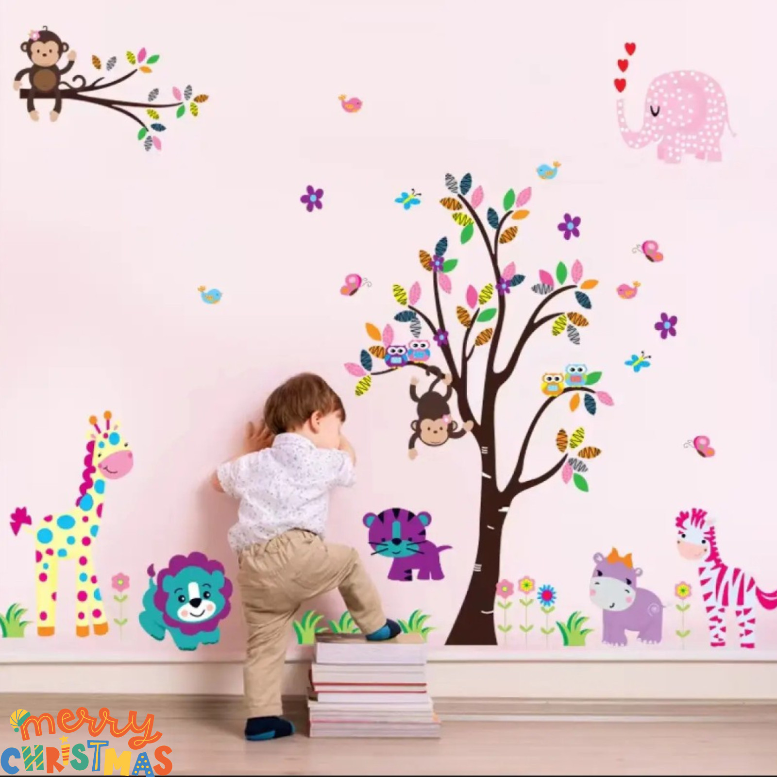 Multi Color Animals Giraffe Animals Theme Wall Art Decal Sticker Decoration for
