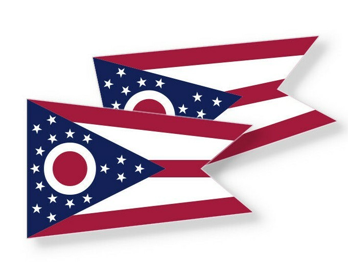 Ohio State Flag – Set of 4 Vinyl Stickers / Vinyl Decals Various Sizes