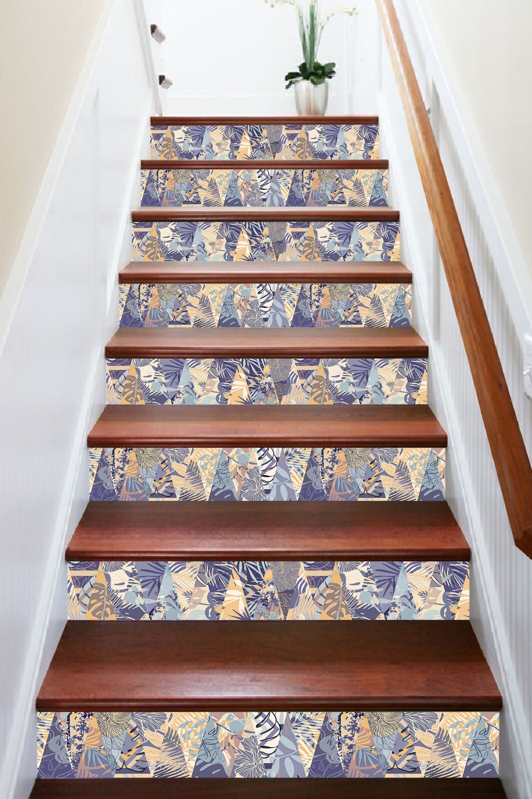 3D Triangle Flower AZ629 Stair Risers Decoration Mural Vinyl Wallpaper Kay