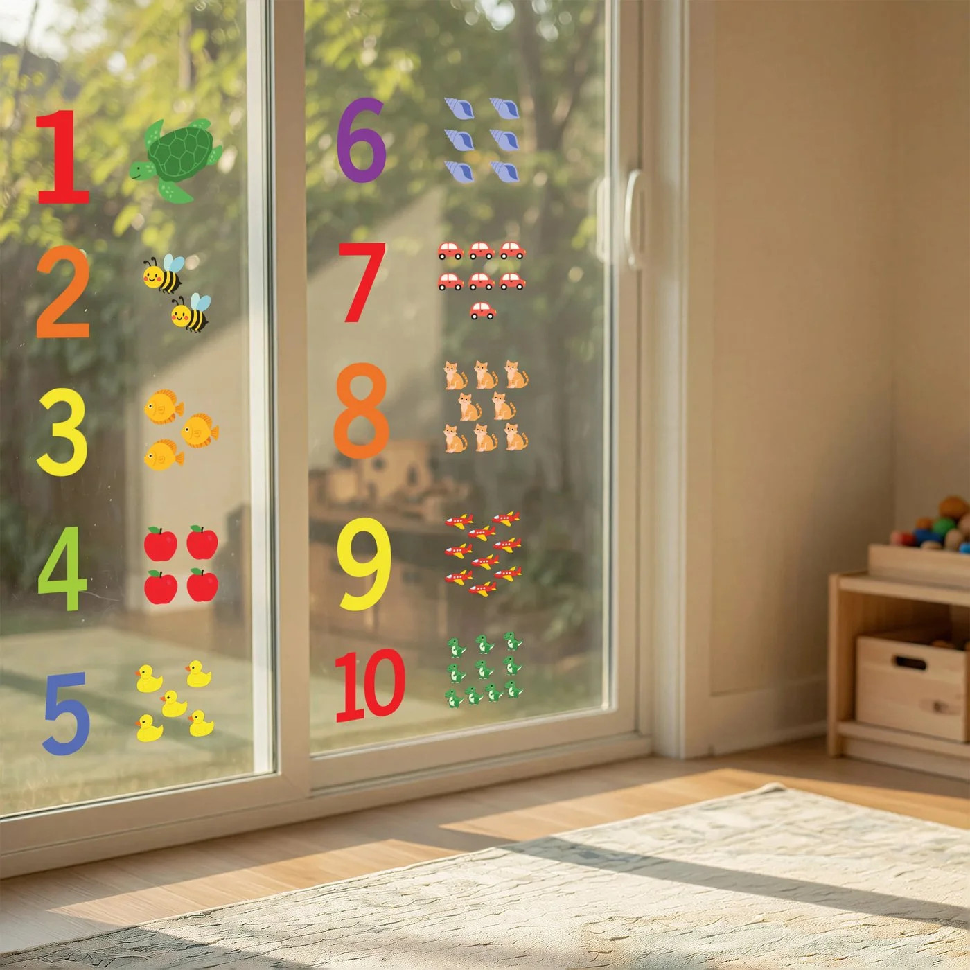Number Window Clings 24 Piece Counting Set 3 Sheets 12×12 Numbers 1-12 Decals