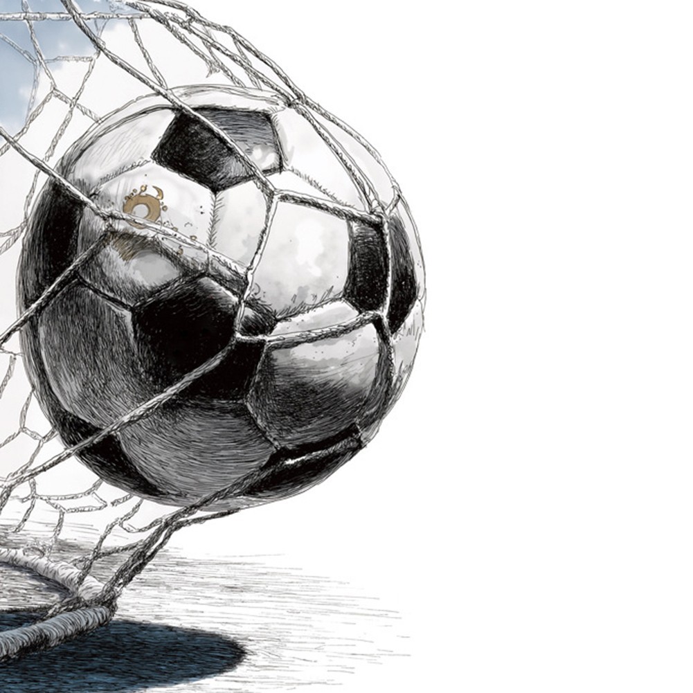 Soccer Ball Hitting Net Sketch Wall Art Print Thick Fade Resistant Ink