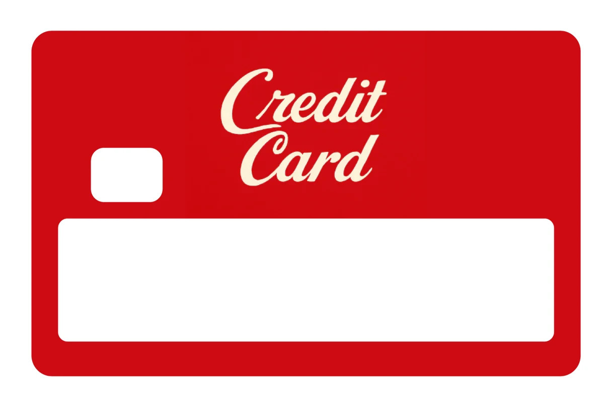 Classic Credit Card Red Retro Decal 4 Pack Script Font All Chip Cutouts