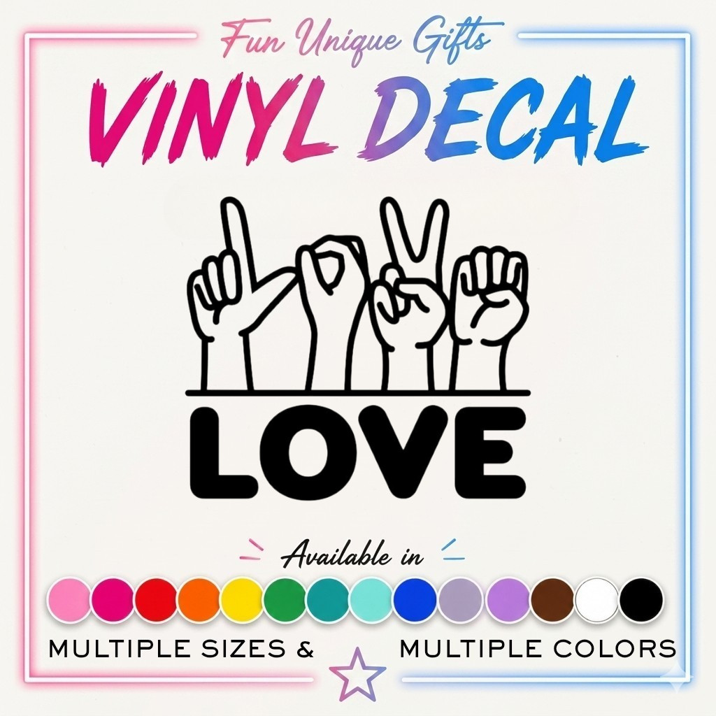 Love Sign Language Vinyl Decal Sticker -Multiple Colors & Sizes- FREE SHIPPING!