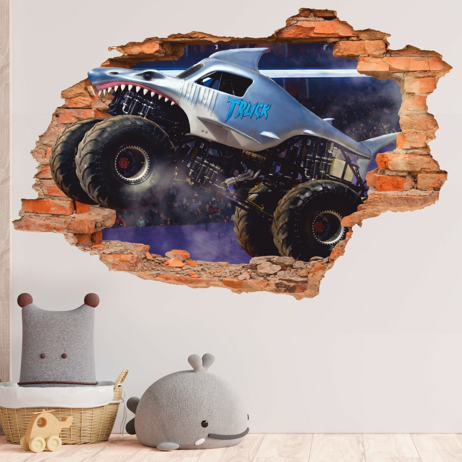 Monster Truck Wall Decal, Big Truck Wall Sticker, Wall Decor, Shark Truck, Race