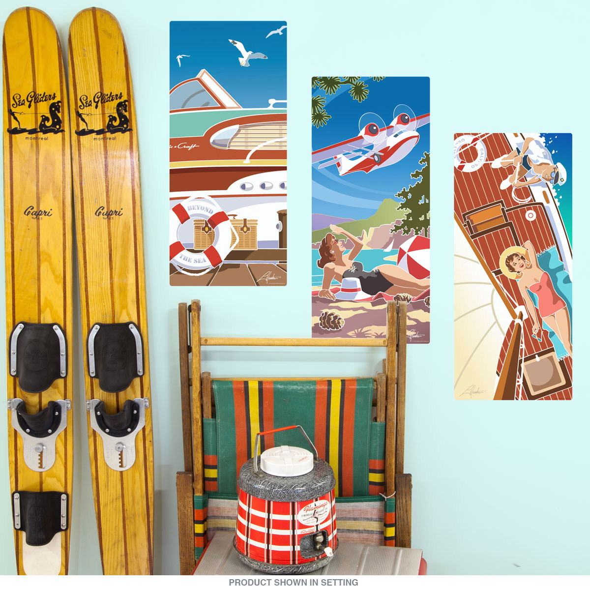 Boating Ocean Fun Wall Decal Set Vintage Style Polyester Made in USA 10 x 23