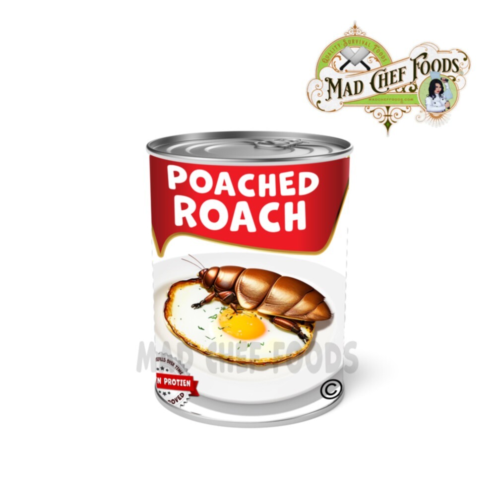 FUNNY CHRISTMAS Poached Roach Can Label STOCKING STUFFER Joke Gift Santa 4PK