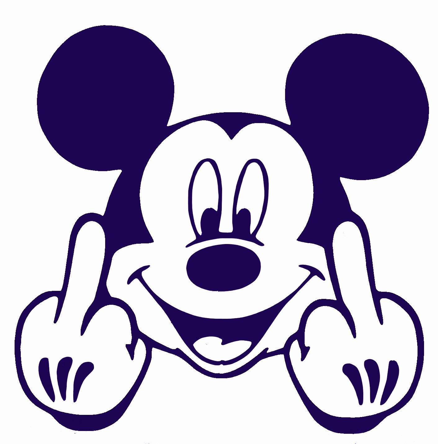 ANGRY MICKEY 5inch car window laptop sticker mickey gives the double finger, fun
