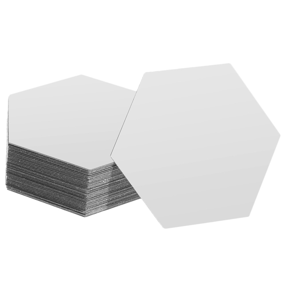 48 Pcs Decorative Wall Mirror Decal Modern Geometric Sticker Hexagon Tiles
