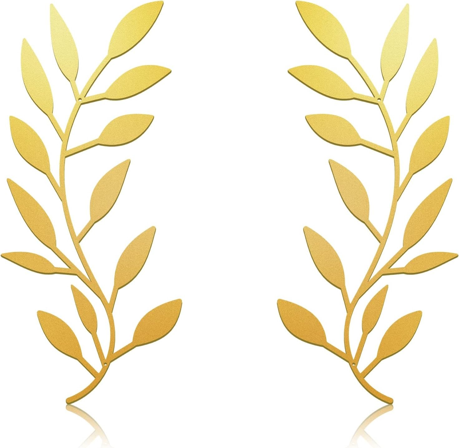 Contemporary Gold Olive Branch Wall Art – 2 Pieces for Living Room Elegance