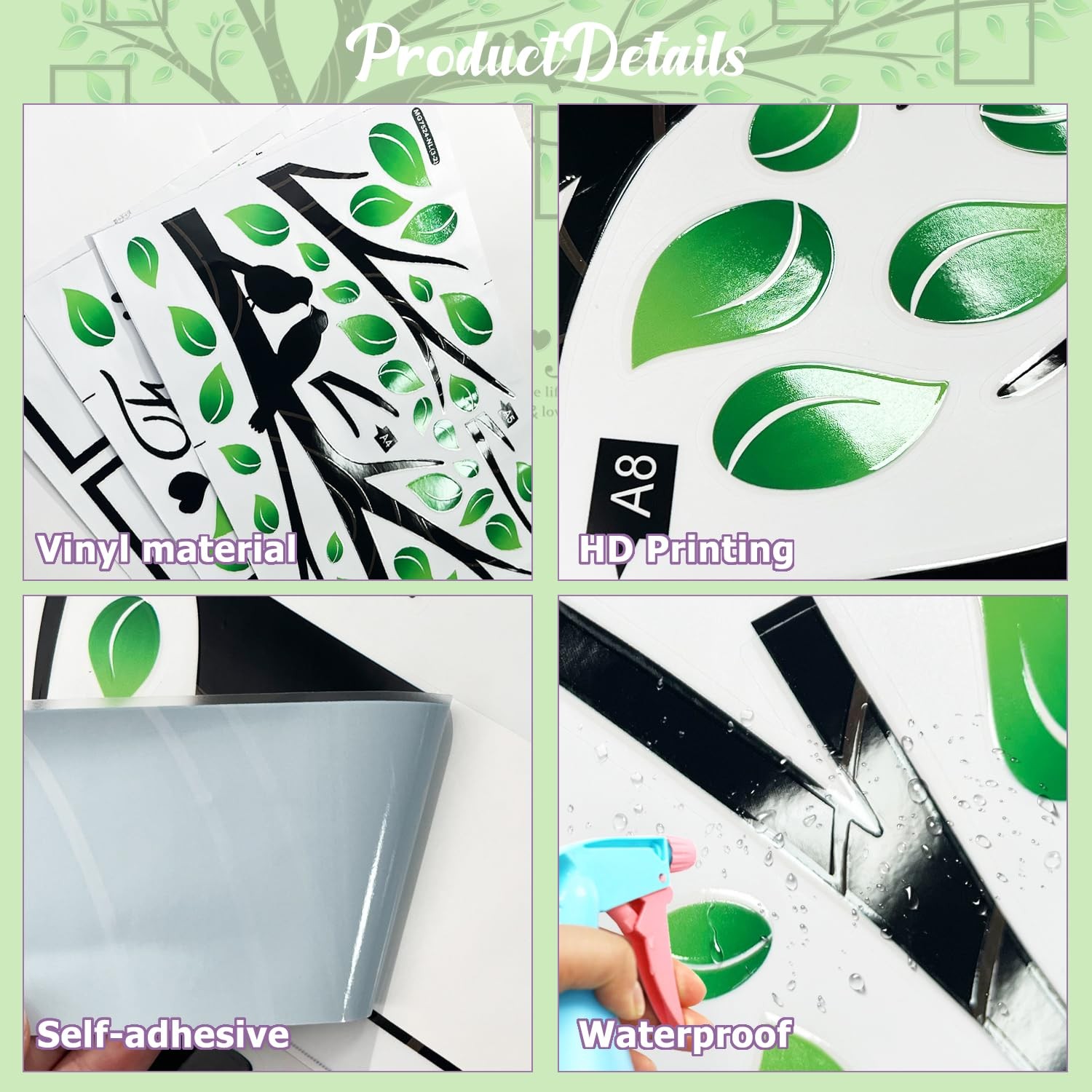 4 Sheets Large Family Photo Frame Tree Wall Stickers, DIY Leaves Family Tree …
