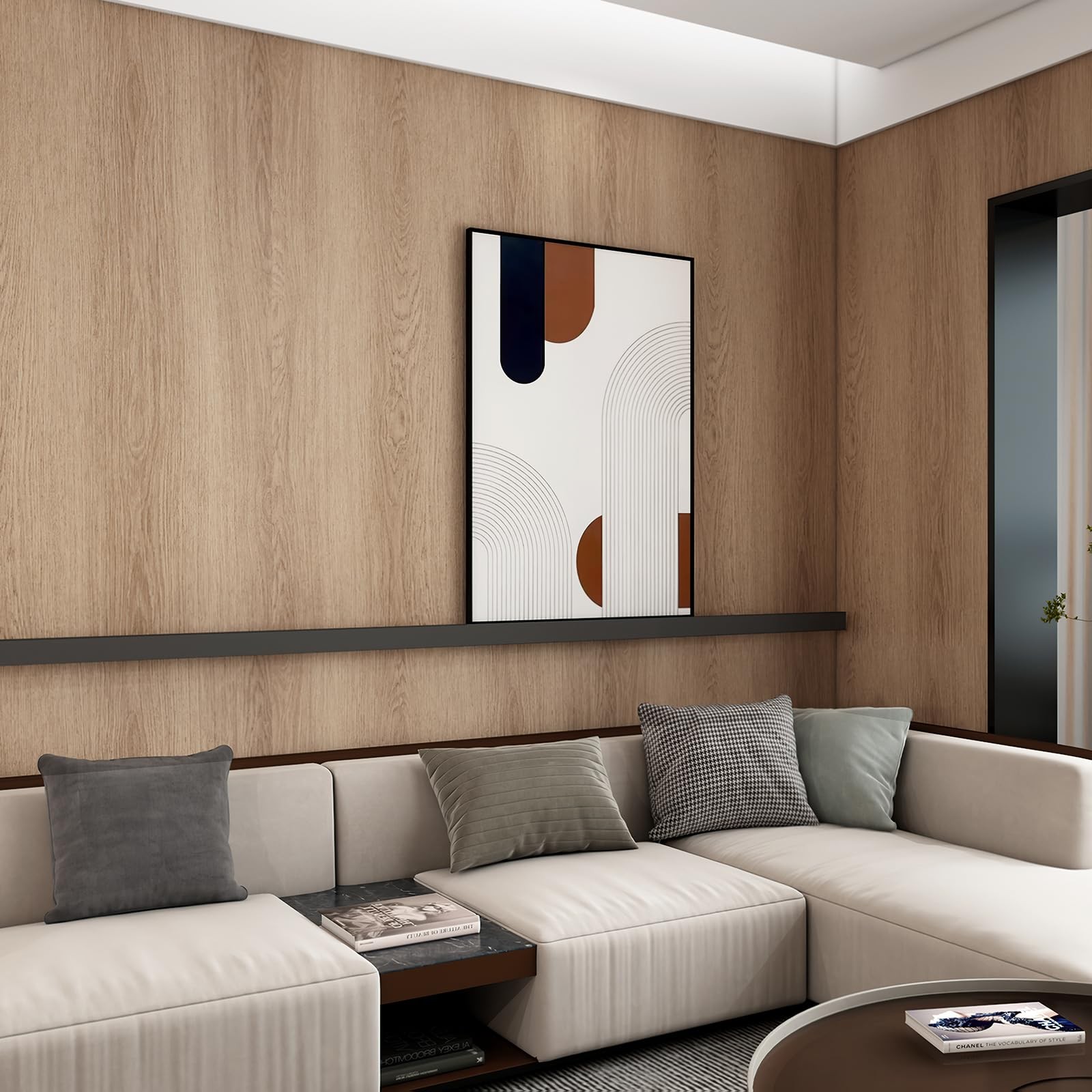 Light Brown Wood Grain Paper Tan Walnut Textured Peel and Stick Wallpaper 16x…