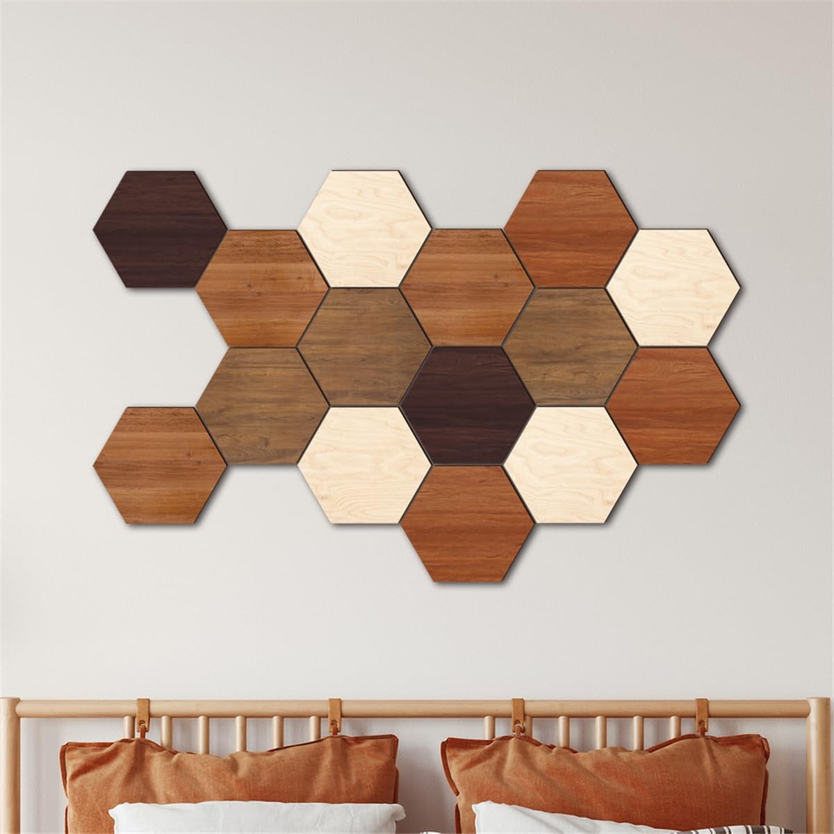 Wooden Multi Color Wall Art Decals, 15 PCS 3D Hexagon Wall Tiles for Office, …
