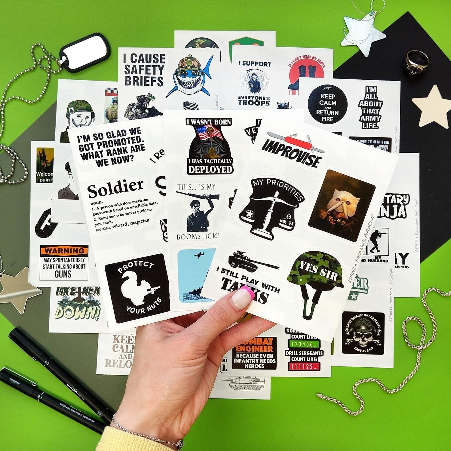 100Pcs Funny Army Stickers and Decals — Small Vinyl Military Stickers and Dec…