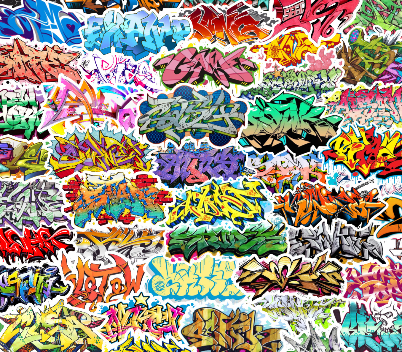 25/50 Graffiti Art Sticker Pack – Waterproof Vinyl – Hip-Hop B-Boy Rap 80's