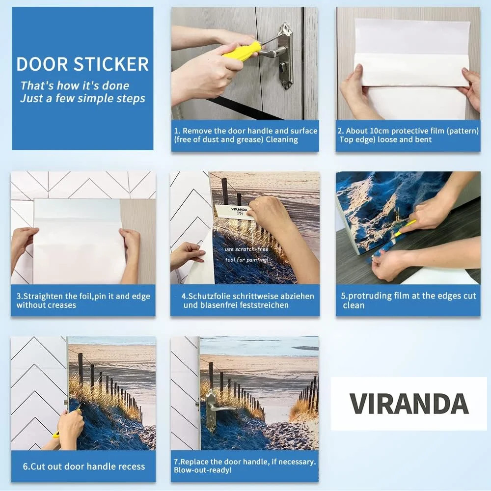 3D Door Stickers Murals Peel and Stick Wooden Door, 30.3"x 78.7" | Self-Adhesive