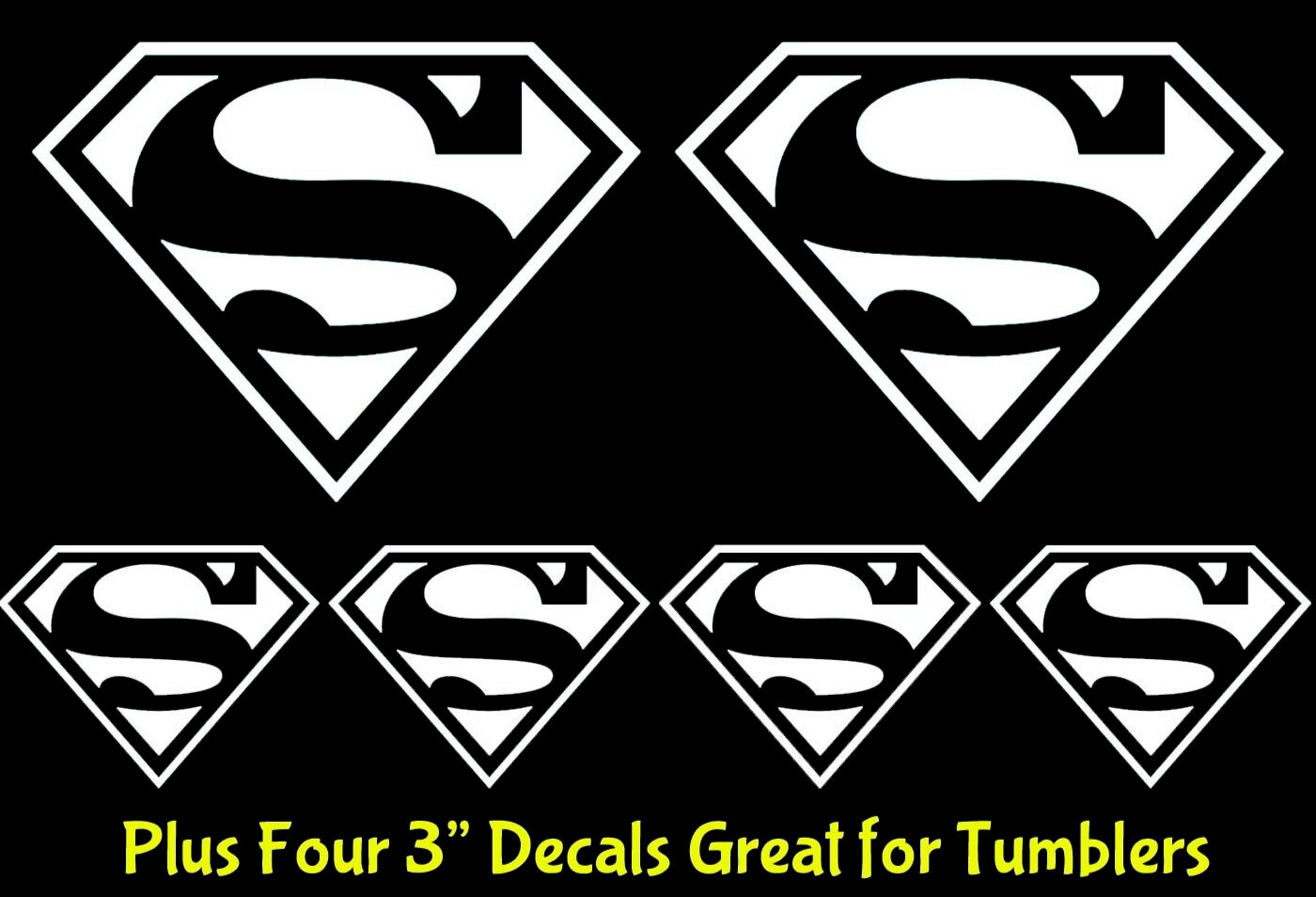Superman Rendering 6 White Variety Pack Vinyl Decal Window Tablet Tumbler Laptop