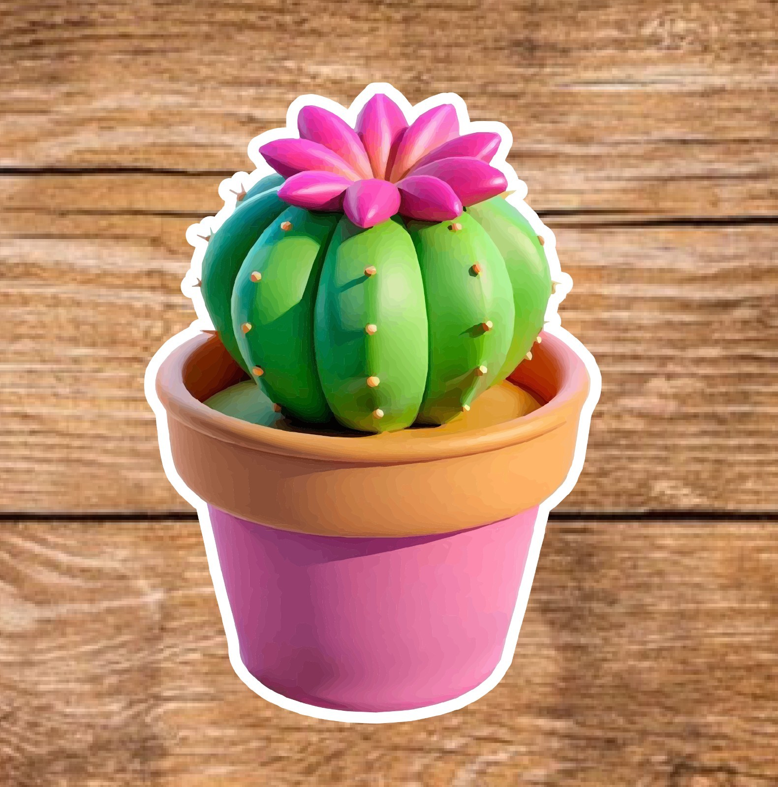 Cactus – 2 Pages (20 Sticker Set) 2in, Waterproof, Glossy Finish Vinyl.