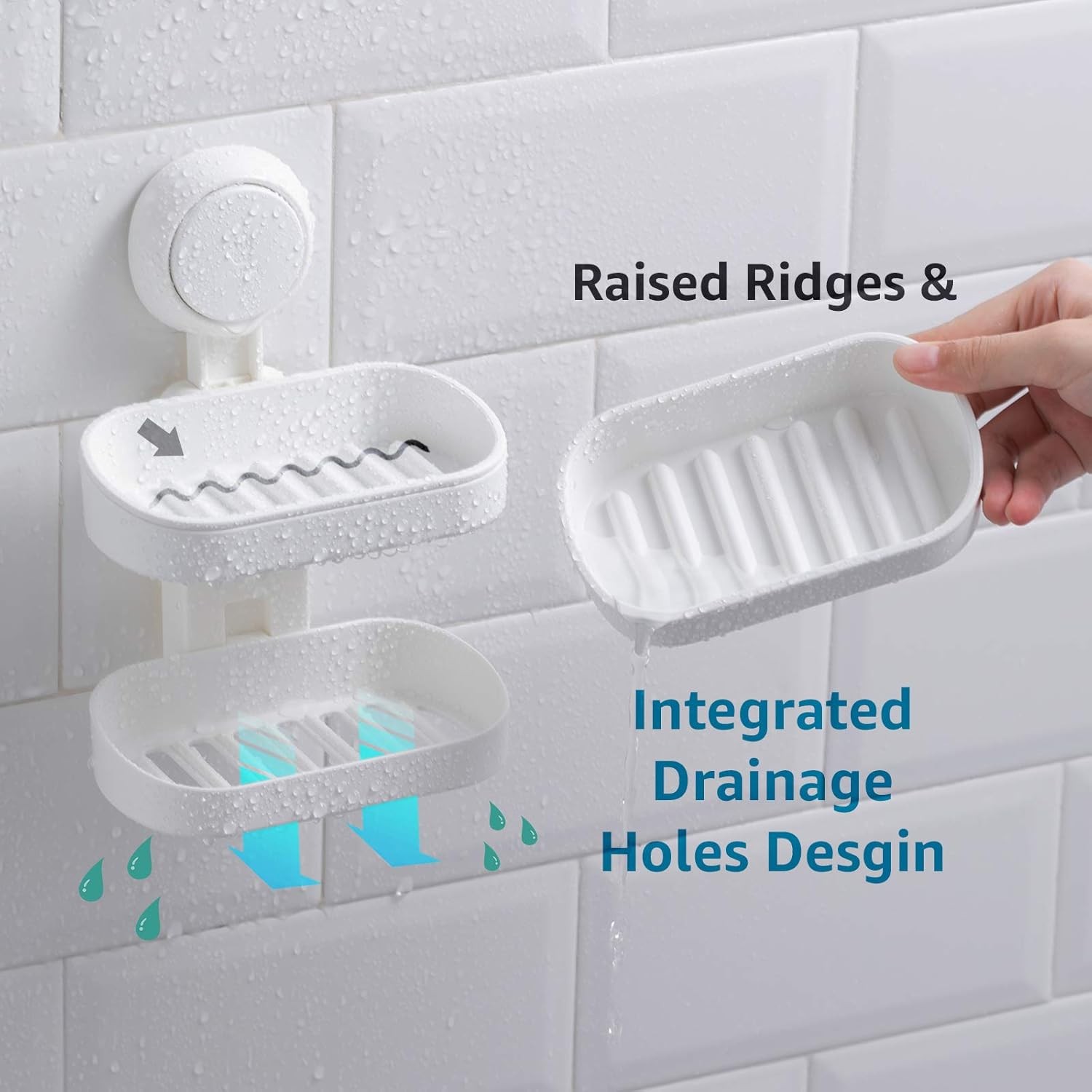 Suction Cup Soap Dish – Dual-Layer, Self-Draining, No-Drill Wall Mount Holder