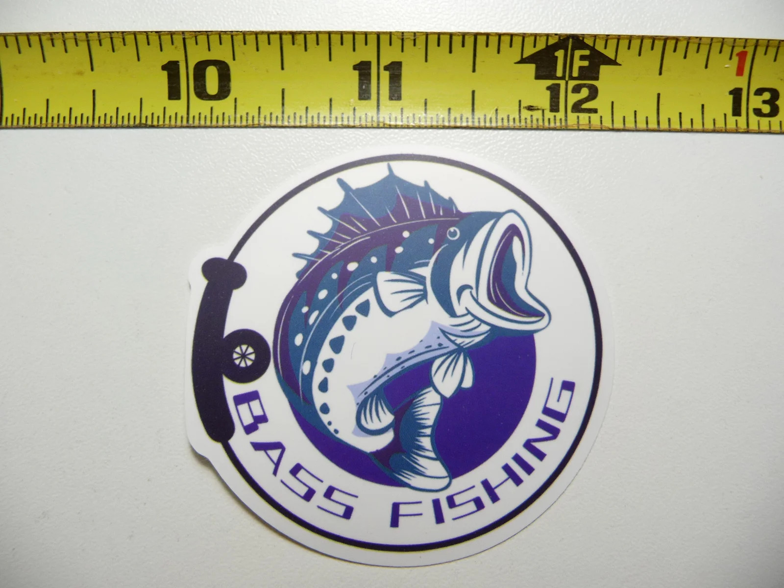 FUN FISHING BASS CIRCLE CURVED REEL ROD FISH SMALL STICKER DECAL BOATING