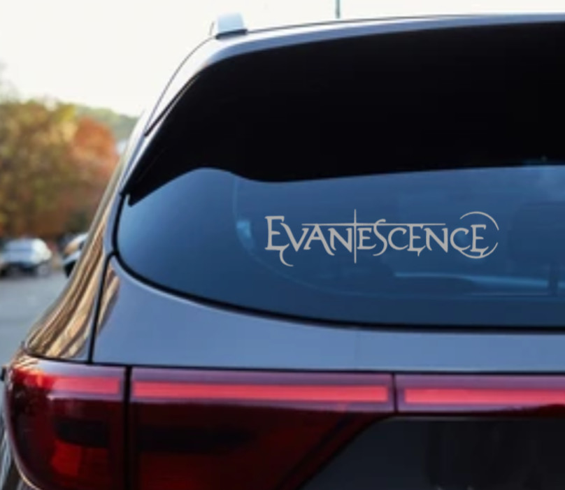 Evanescence Car Decal Vinyl Glossy Band Logo Bumper Sticker Cursive Heavy Metal