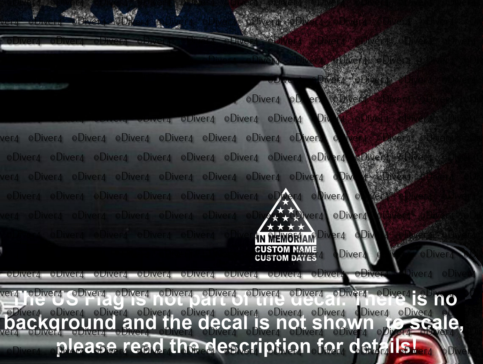 Custom Folded Flag In Memoriam Memorial Decal USA Made US Seller