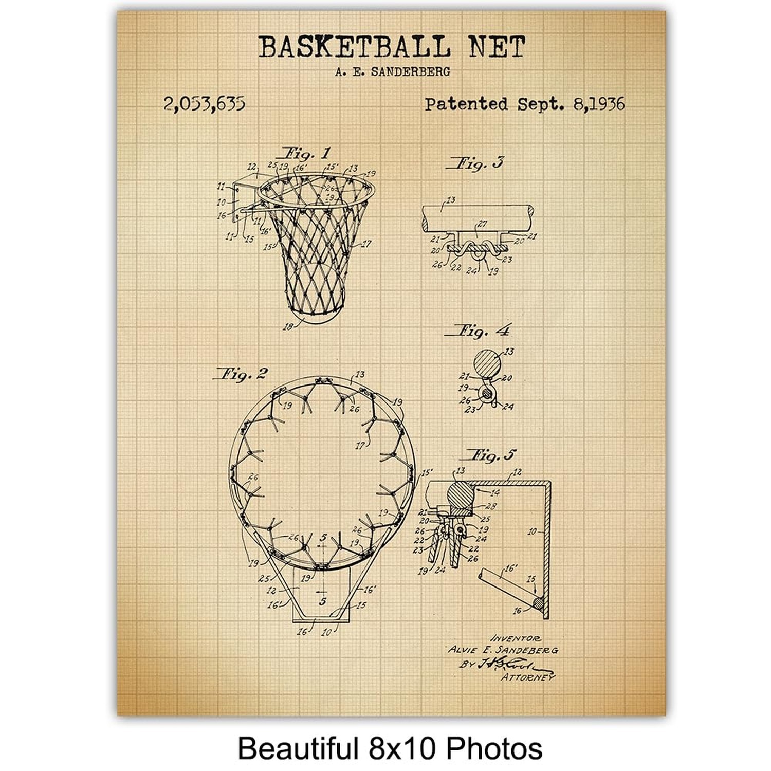 Basketball Patent Prints – Cool Unique Gift or Home Decor for Boys Room, Kids…