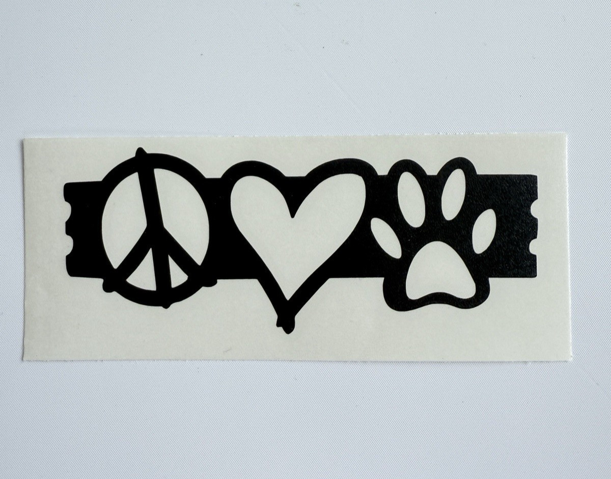 Peace Love Paw Print Vinyl Decal Sticker