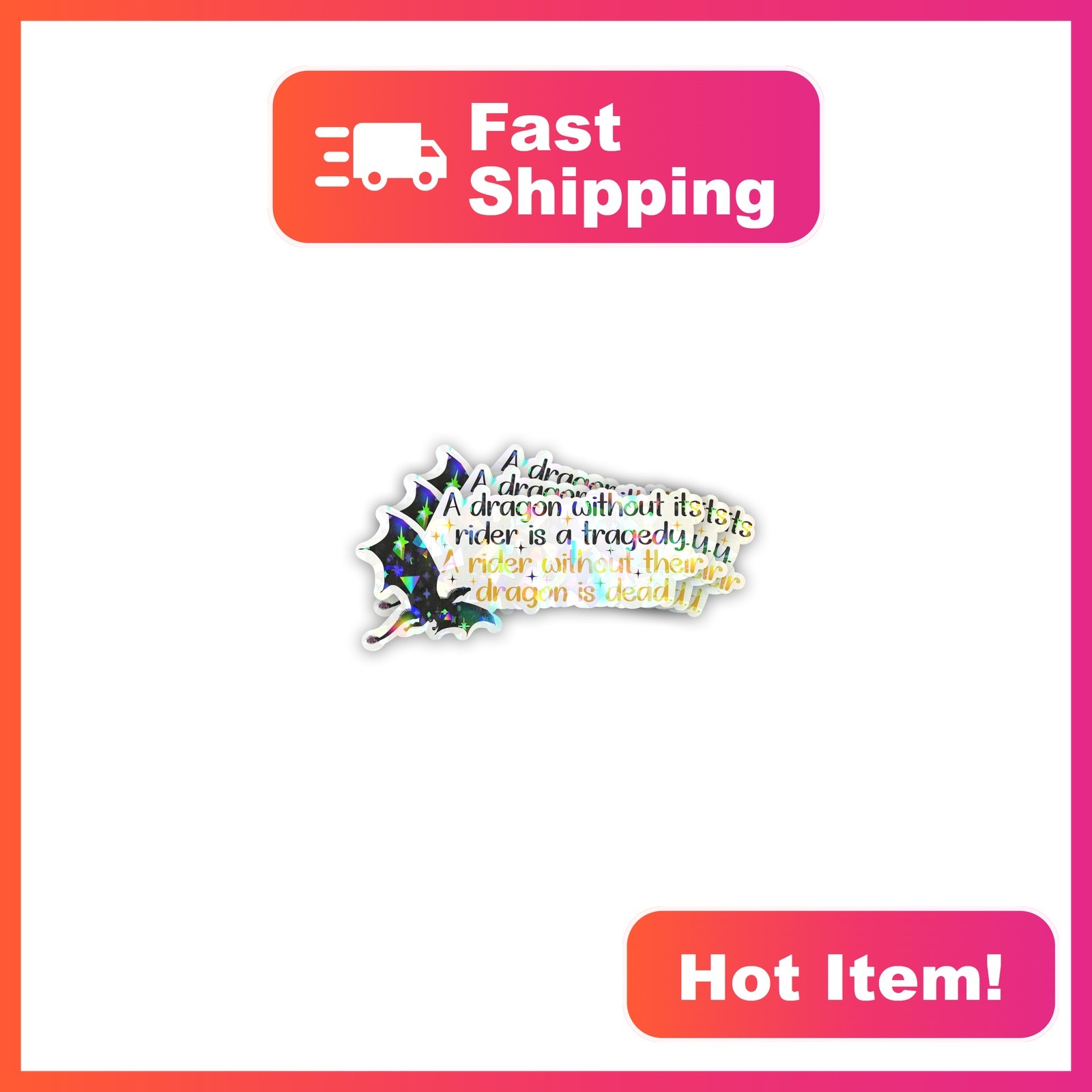 Generic Dragon Without Rider Holographic Sticker 3 Inch