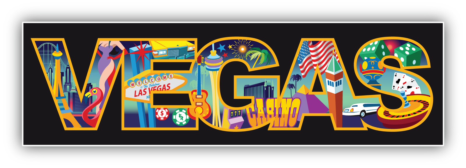 Las Vegas Casino Slogan Vinyl Sticker Decal