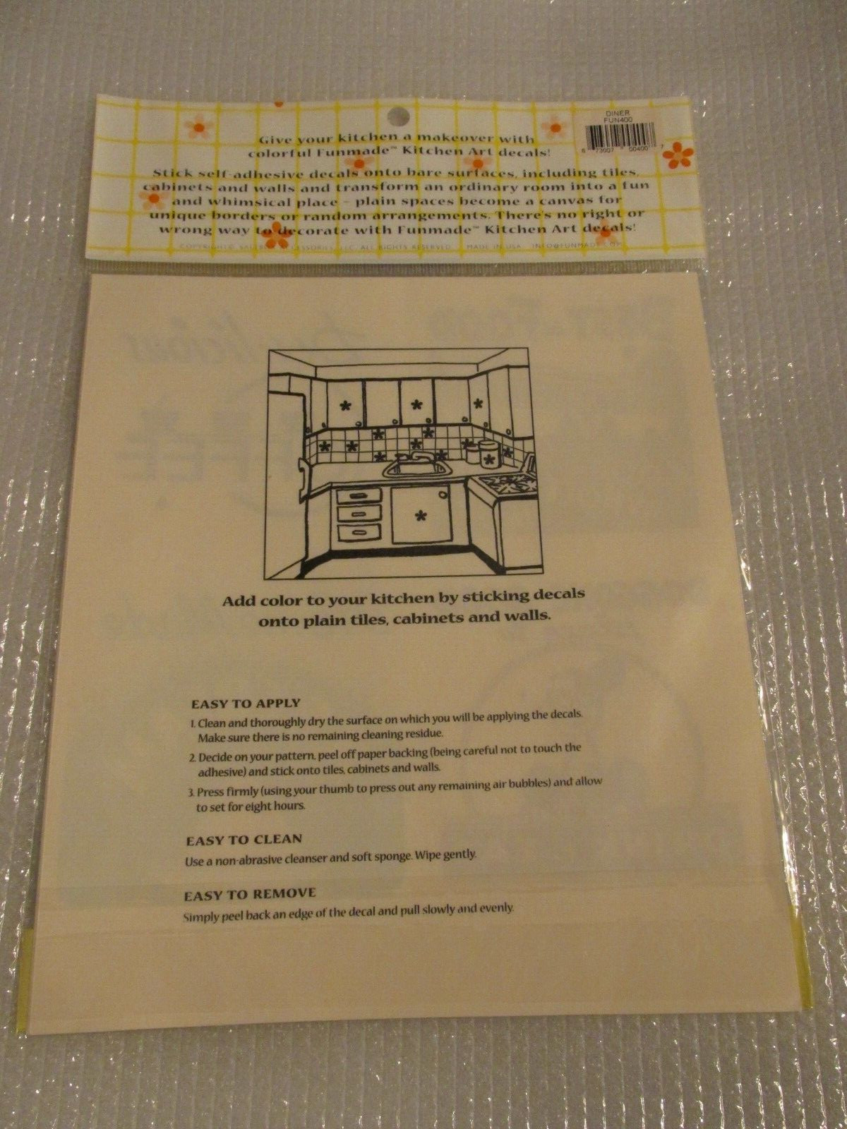 FUNMADE KITCHEN ART ~ 12 SELF ADHESIVE KITCHEN Decal Stickers New in Package