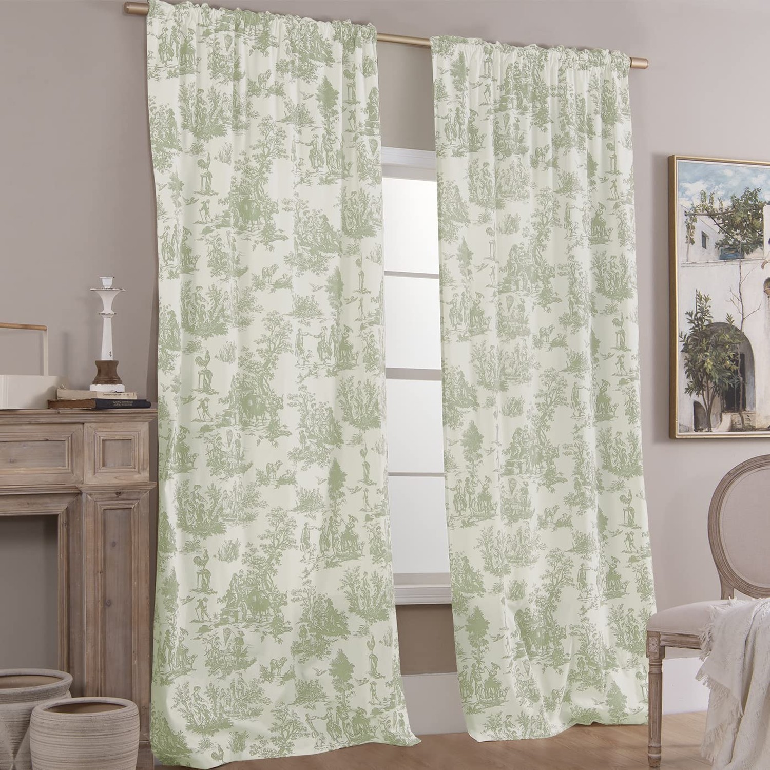 Sage Green Curtains 84 Inch Length for Living Room 2 Panels Set Spring Countr…