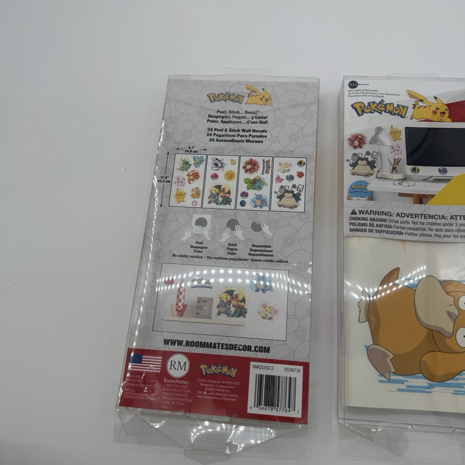 RoomMates Pokemon Peel & Stick Wall Decals 24pc Lot 2 Pikachu Snorlax New Open