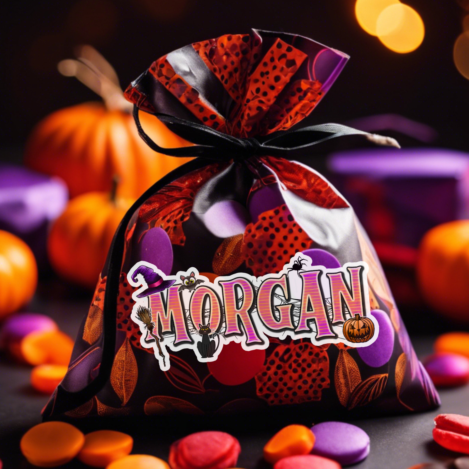 Custom Name Sticker Vinyl Decal – Aesthetic Halloween Witch Spooky Design