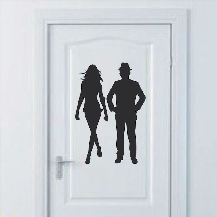 Modern Men Women Bathroom Sign Decals Wallpaper Removable Toilet Signs Art, g60