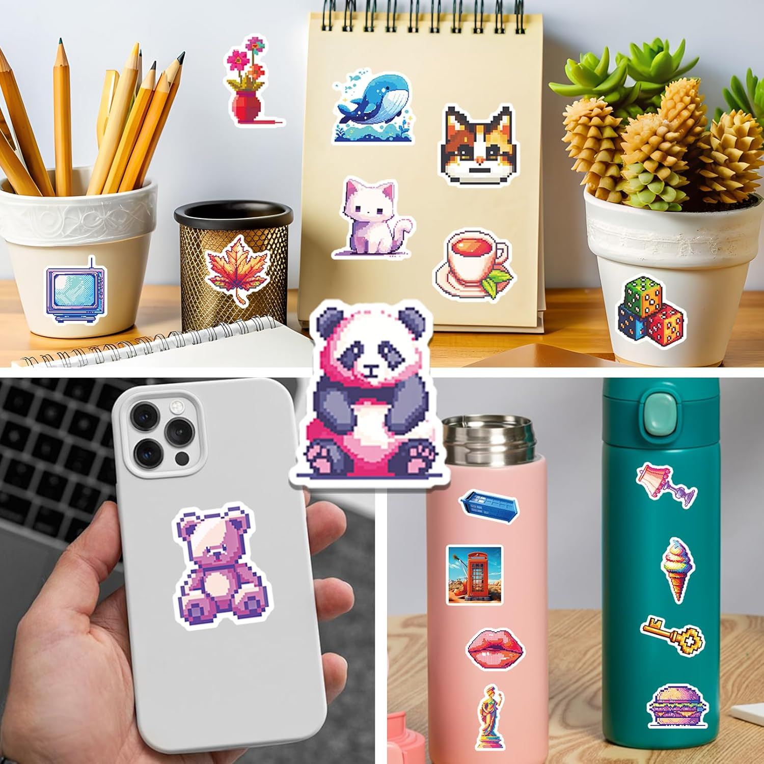 Christmas 100 PCS Water Bottle Stickers for Kids,Waterproof Vinyl Colorful Stick