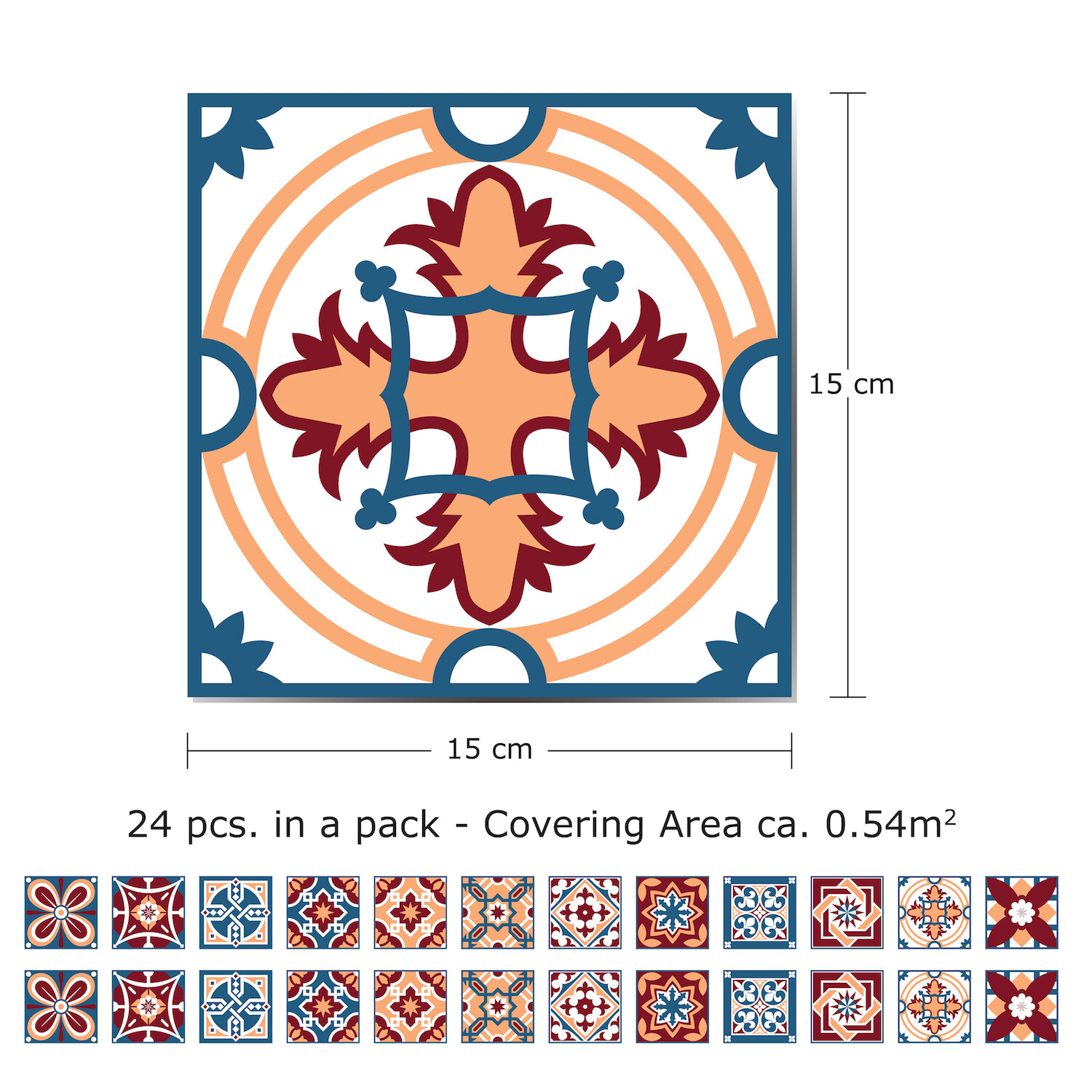 24pcs 6"x6" Westminster Peel and Stick Tiles Sticker Backsplash Mosaic Decals