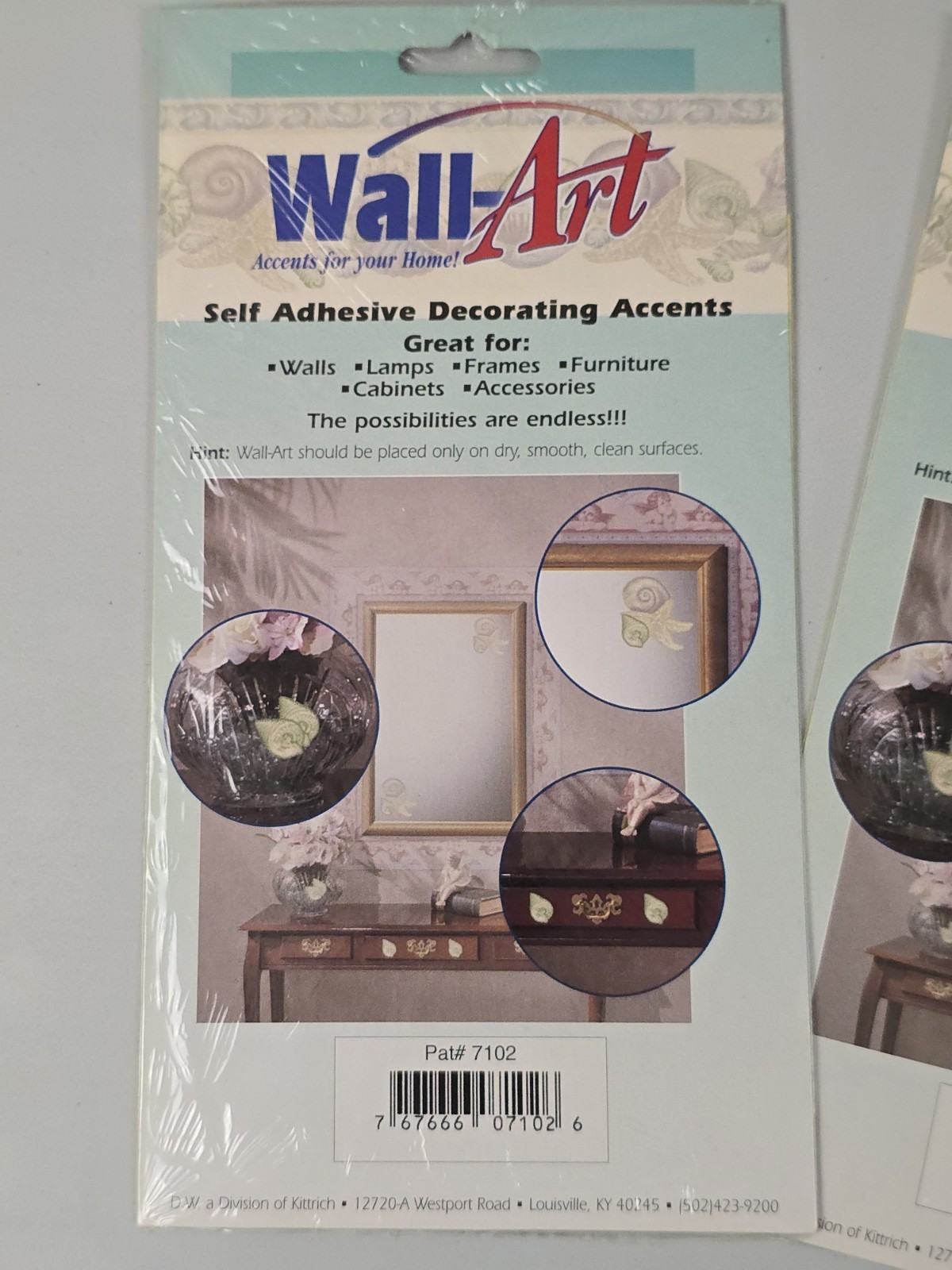 Wall Art Self Adhesive Decals Sea Shells Washable Sealed Lot Of 2 Vintage NOS